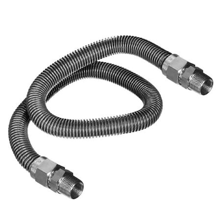 Flextron Gas Line Hose 1/2'' O.D. x 48'' Length with 3/8" MIP Fittings, Stainless Steel Flexible Connector FTGC-SS38-48G